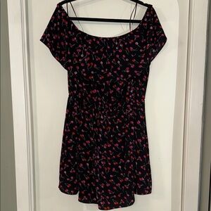 Off shoulder Black cherry Dress with Pockets